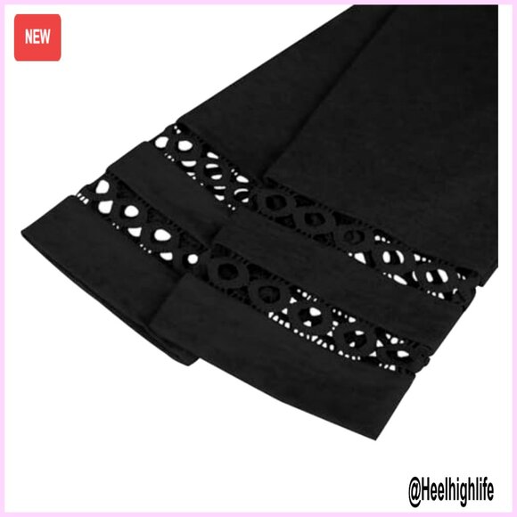 3/4 Sleeve V Neck Blouse with Lace Detail, Soft Breathable Fabric, Machine - Picture 6 of 7